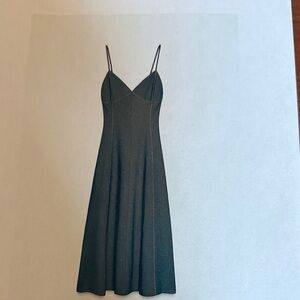 Topstitched Twill Midi Dress